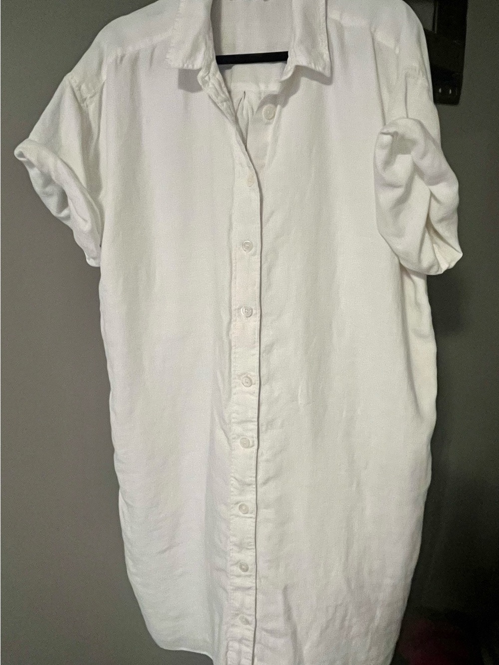 J. Crew White Short Sleeve Button-Front Relaxed-Fit Linen Shirt Dress